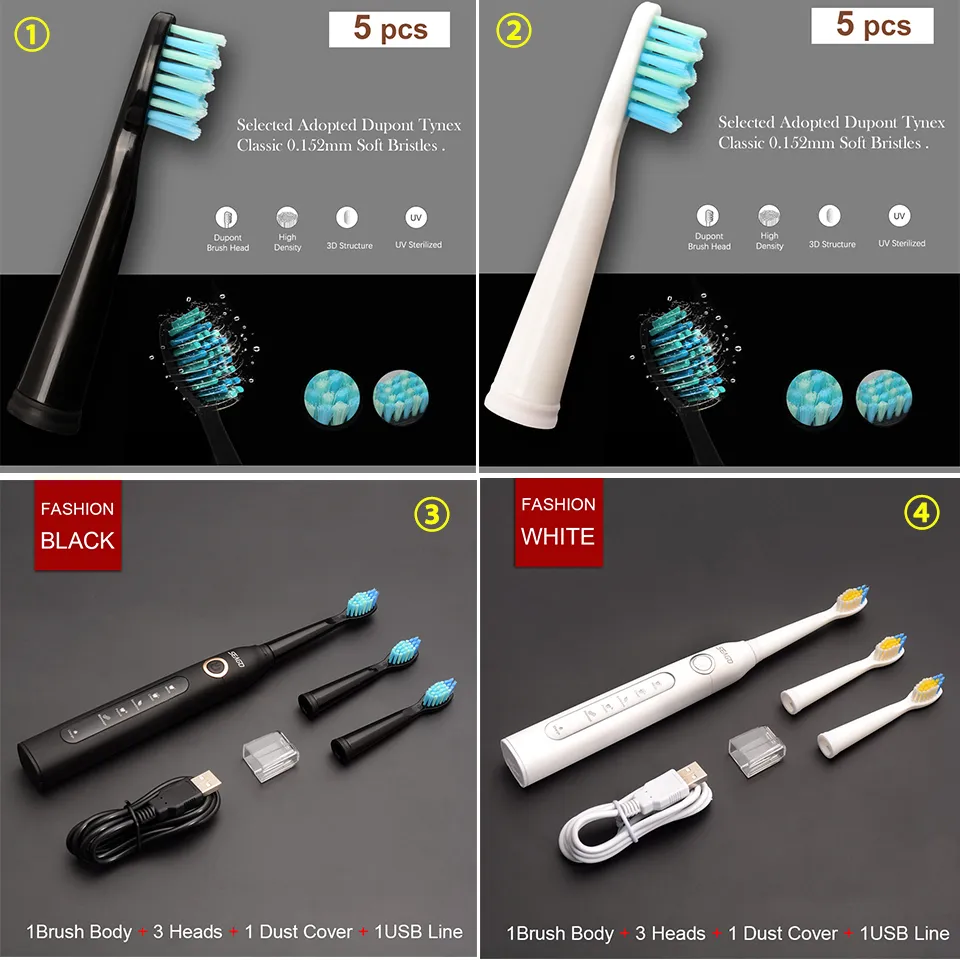 Brosse à dents électrique ondulée, Rechargeable, puce intelligente de qualité supérieure, tête remplaçable, blanchiment, meilleur cadeau sain!C181126011319468