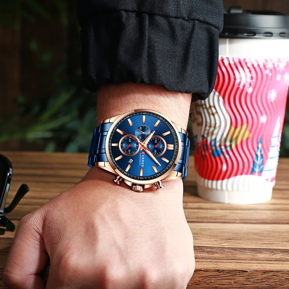 Nouveau CURREN Top marque de luxe hommes montres Auto Date horloge mâle sport montre en acier hommes Quartz montre-bracelet Relogio Masculino192x