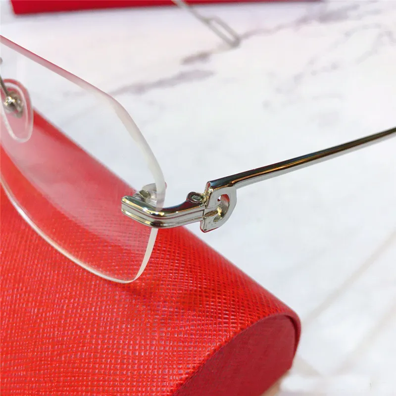 lunettes optiques de cadre de design de mode 0113 k or carré sans cadre rétro style d'affaires moderne unisexe peut faire des lunettes de prescription330R