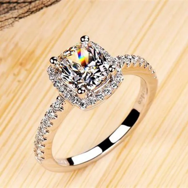 Whole-Sterling Silber Ringe für Frauen Braut Hochzeit Anelli Trendy Schmuck Verlobung Weißgold Farbe Anillos Mujer222W