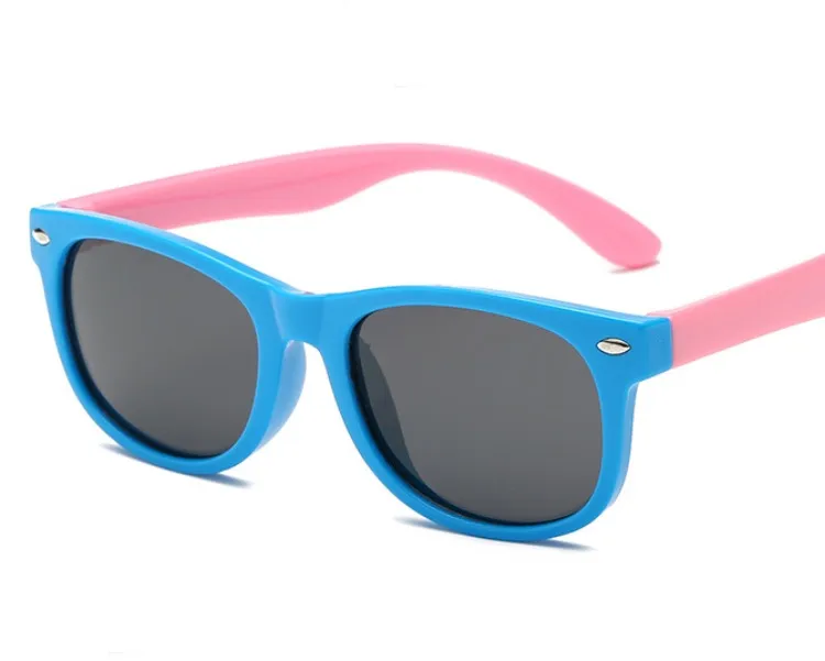 Mais seguro silicone bebê óculos moda uv400 polarizado crianças óculos de sol cor jogo óculos de sol 18 cores whole275c