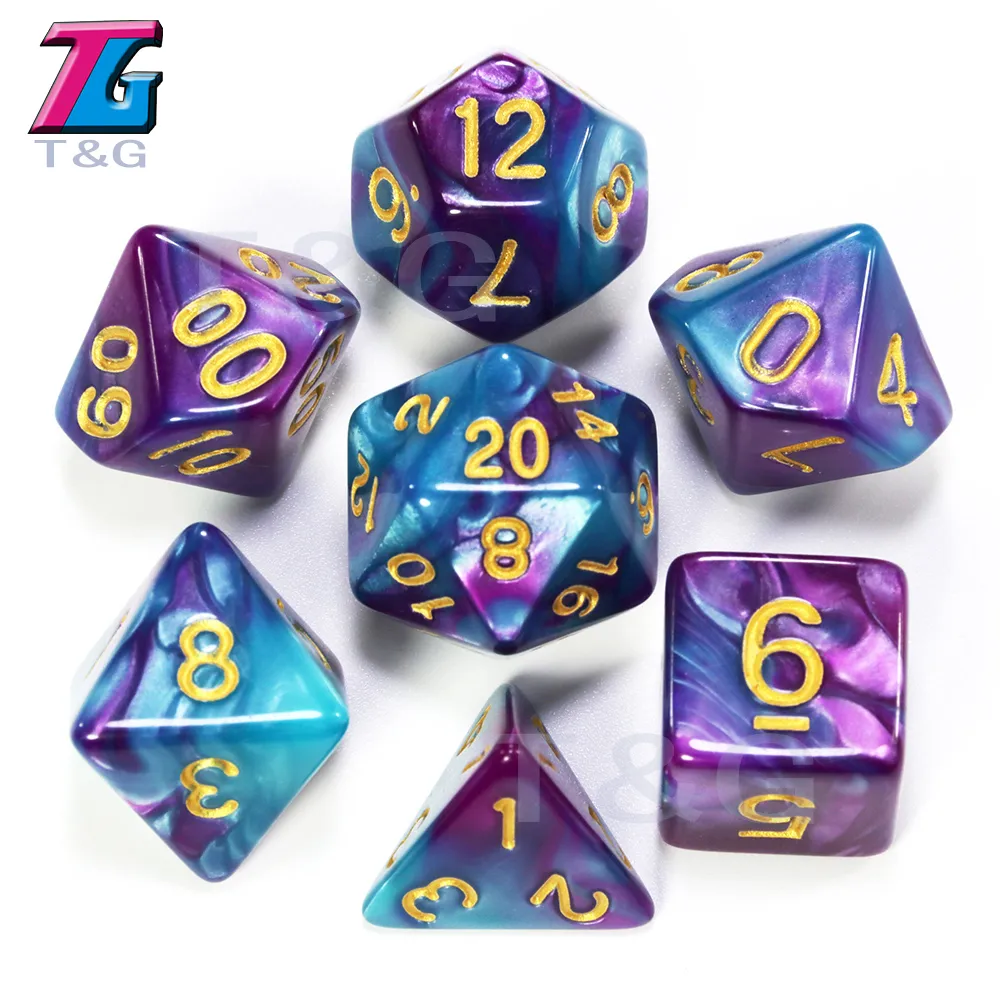 Juego de dados de colores mixtos D4-D20 Mazmorras y Dargon RPG MTG Juego de mesa Set241B