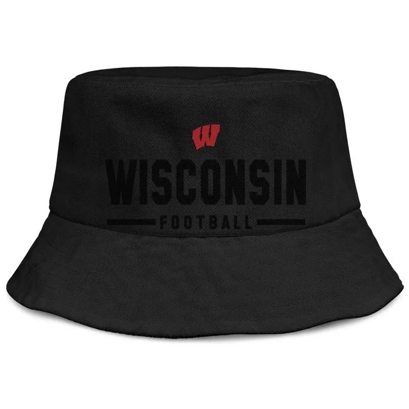 Wisconsin Badgers Football Logo Mens and Women buckethat cool vanlig hink baseballcap guld mesh241v