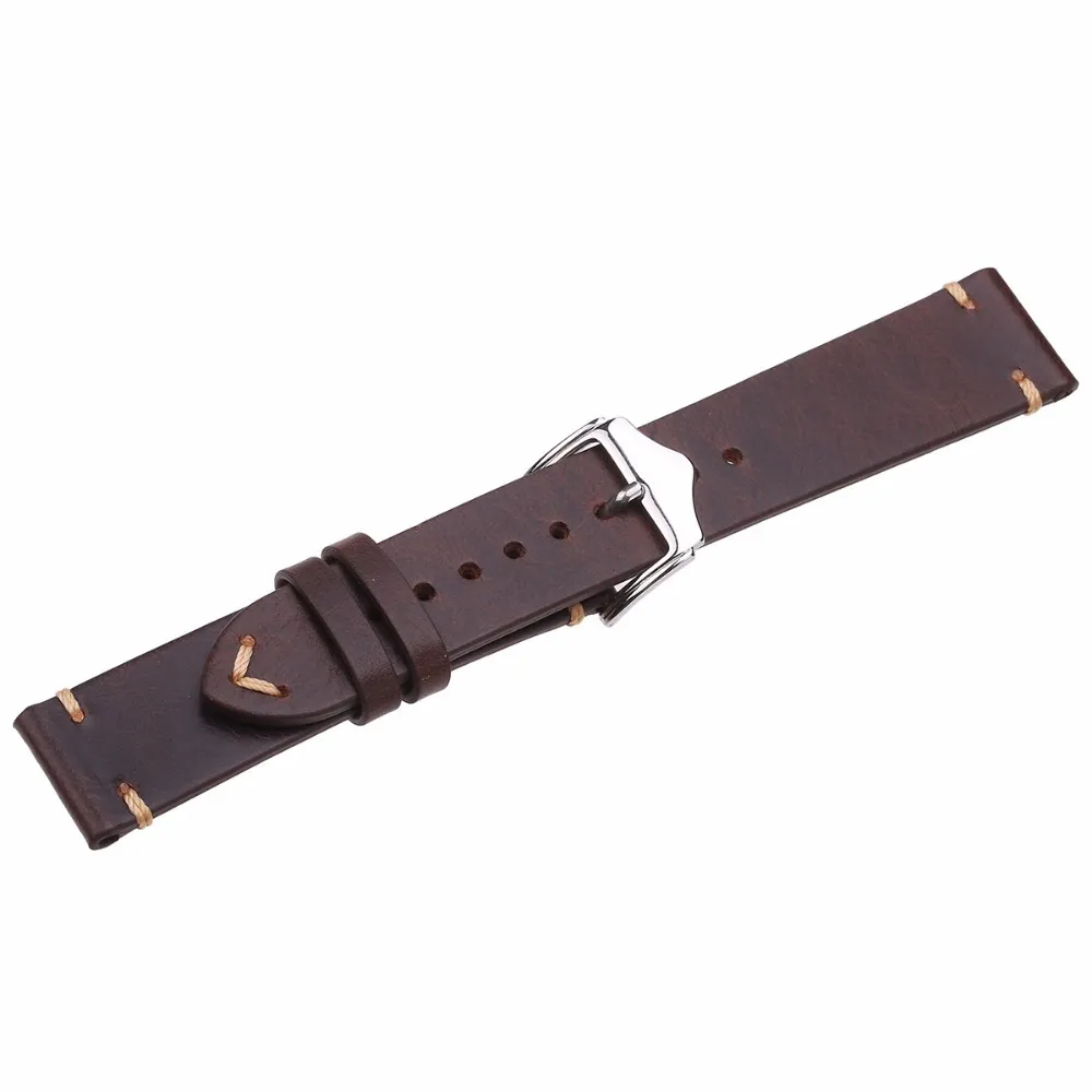 Varje handgjorda vaxoljehudklockor Rems Vintage äkta läder Watchband Calfskin Watch Stems olika färger 18mm 20mm 22mm T337N