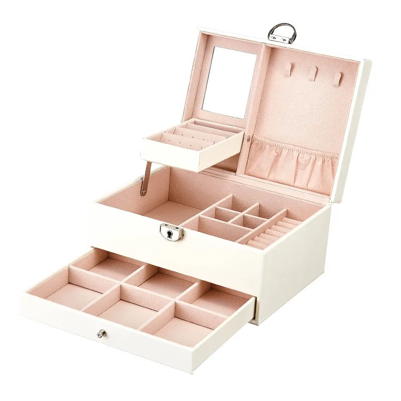 Juelee Multi-function Storage Box Leather Jewelly Box Multi-layer Large-capacity Jewelly Organizer Jewelry Organizer Porta Jo SH190723