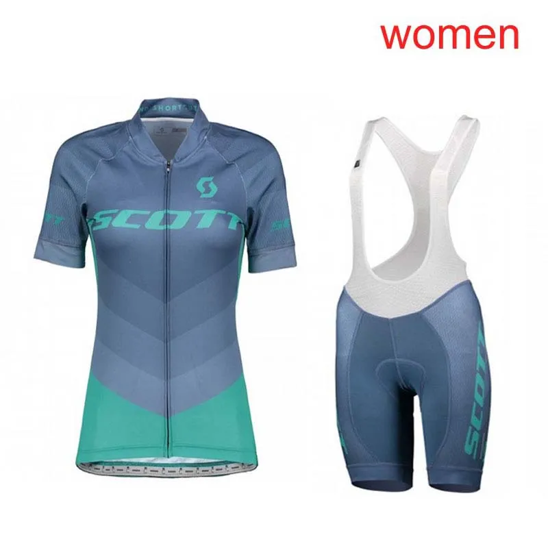 Sommer Scott Frauen Radfahren Jersey Lätzchen / Shorts Set MTB Fahrradkleidung Atmungsaktive Fahrradkleidung Kurze MAILLOT CULOTETE Y21031911