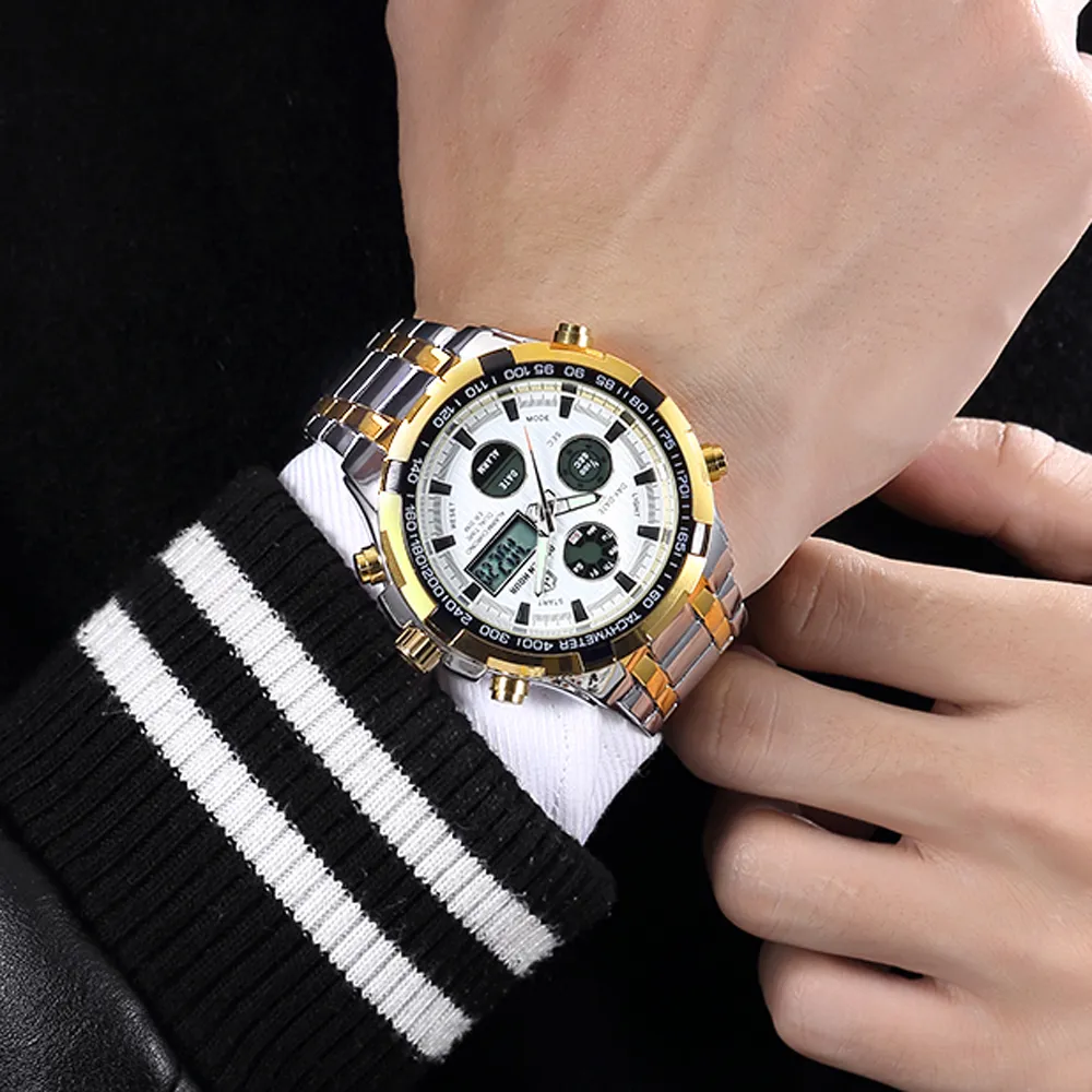 Goldenhour acier hommes d'affaires montres mode hommes montre à Quartz Date semaine affichage montre-bracelet analogique étanche mâle horloge Relogio Y310x