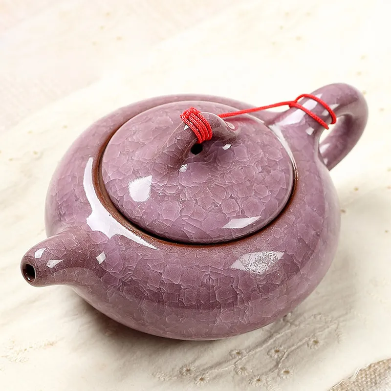 Tetera tradicional china con esmalte de grietas de hielo, juegos de té de diseño elegante, servicio de tetera roja de China, regalos creativos 2021245s