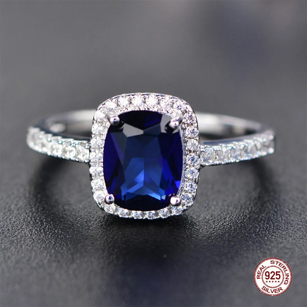 Fine Engagement Ruby 925 Sterling Silver Rings Amethyst Gemstone Ring Silver Emerald Blue Sapphire New For Women1256Y