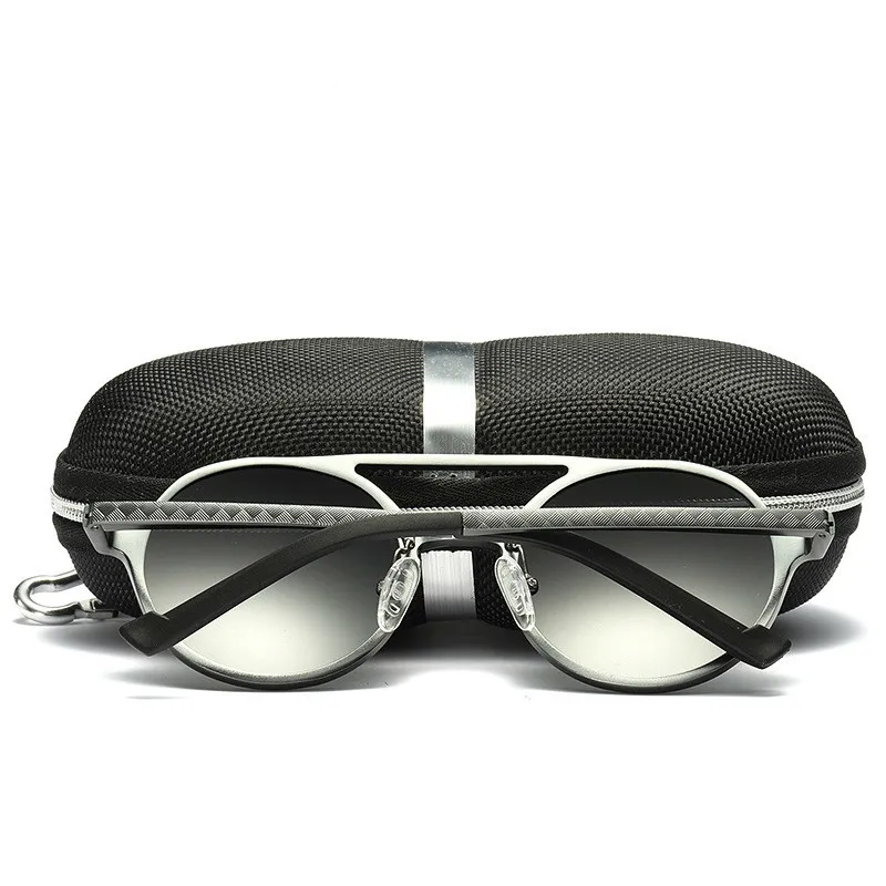 Брендовый дизайн, мужские солнцезащитные очки, поляризационные, винтажные, в круглой оправе, солнцезащитные очки из алюминиево-магниевого сплава, очки для водителя, зеркала для вождения CX20242E