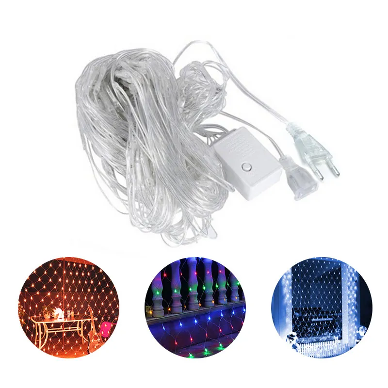 Lumières de Noël LED imperméables en plein air lumières de Noël rideaux à cordes lumières nettes huit fonctions décoration extérieure filet de pêche 235r