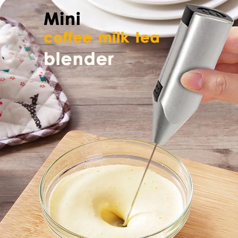 Handheld Edelstahl Kaffee Milchaufschäumer Schäumer Getränk Elektrische Schneebesen Mixer Batteriebetriebene Küche Schneebesen Rührer DLH417