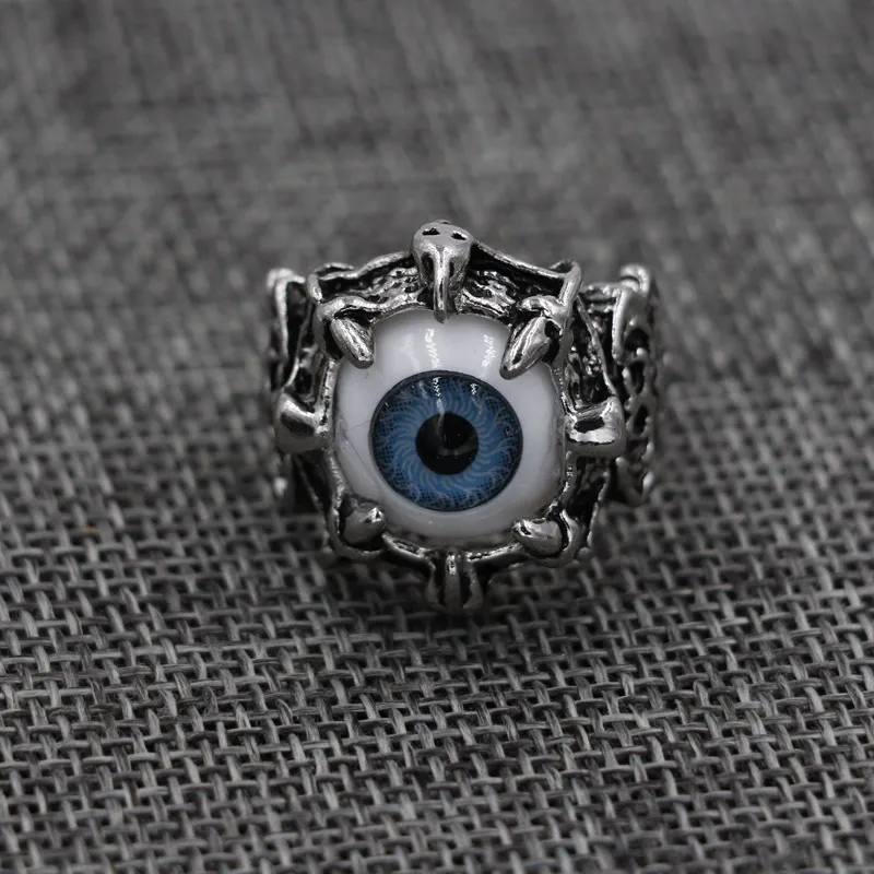 Hommes Vintage Dragon Claw Evil Eye Crâne Anneau Imitant En Acier Inoxydable Biker Anneaux Diable Eyeball Halloween Party Props Mâle Bijoux 6 style