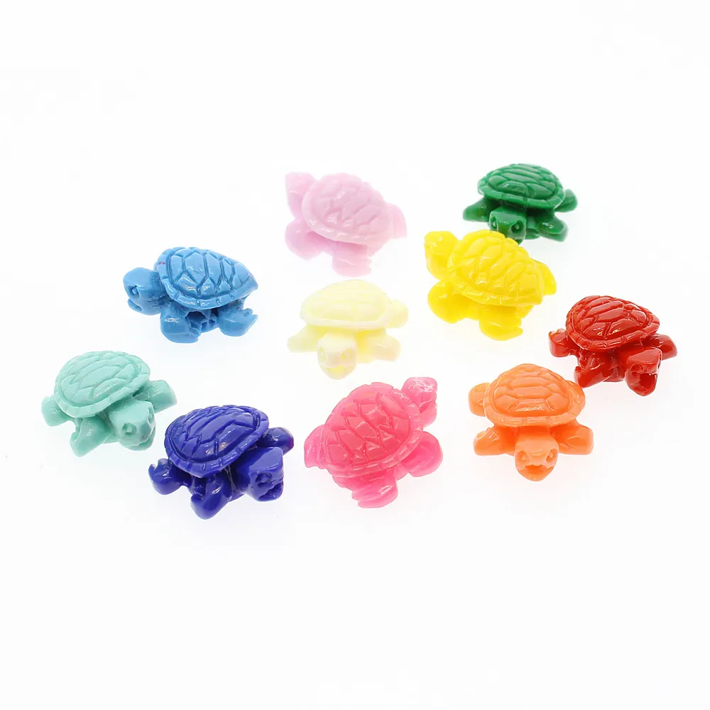 100st. Mix färg snidande liten havssköldpadda korallpärlor 12 mm lös liten sköldpaddkorallpärlor DIY smycken gör tillbehör178a