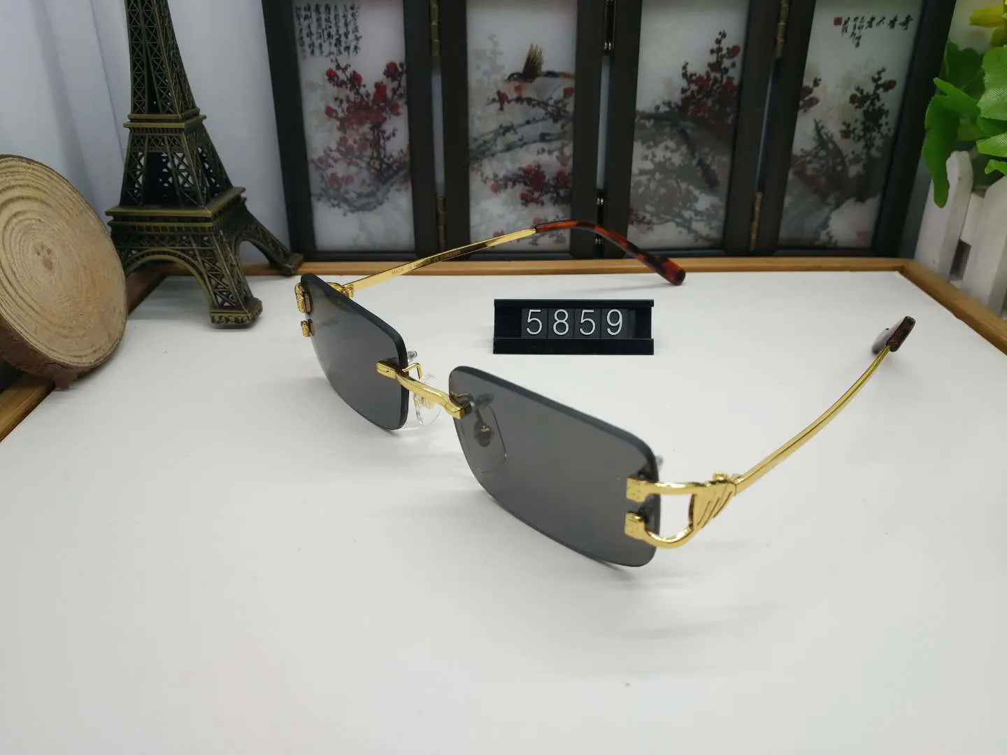 Mode överdimensionerade kantlösa solglasögon för män och kvinnor unik stil klar lins solglasögon metall ram buffel horn glas lunett2941