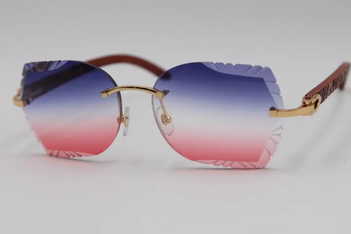 Carved Wood Sunglasses New Rimless Glasses Unisex Designer Mens Women Luxury Good Quality Fashion metal262A