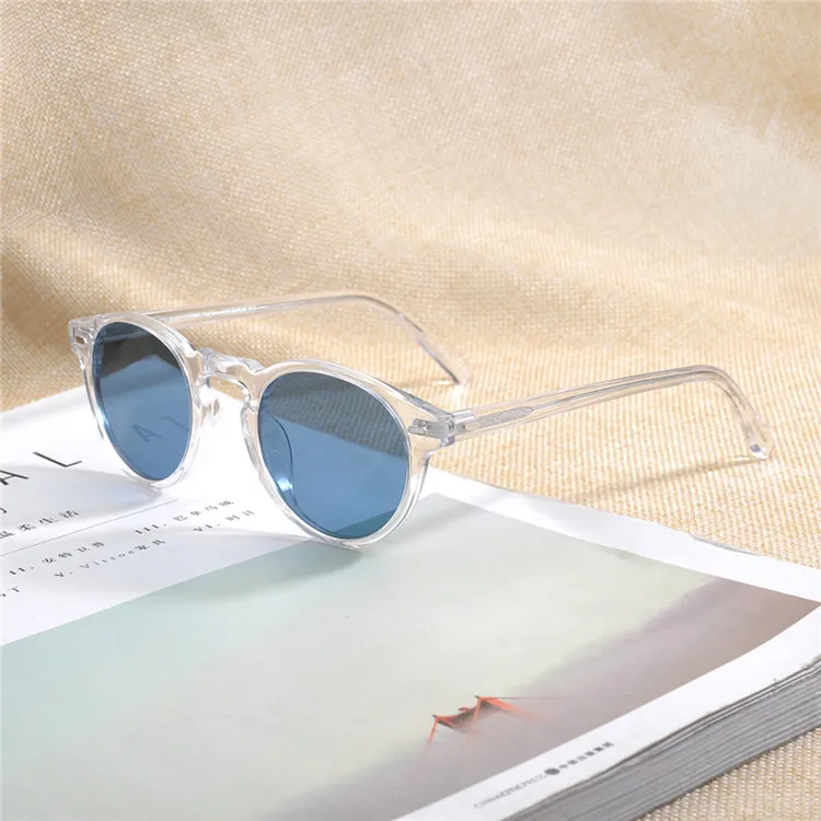 الموضة للجنسين Gregory Peck V5186 Bluetinted Sunglasses Retrovintage Round Design 4523150uv400ggles Case Oem Oem Oem1897