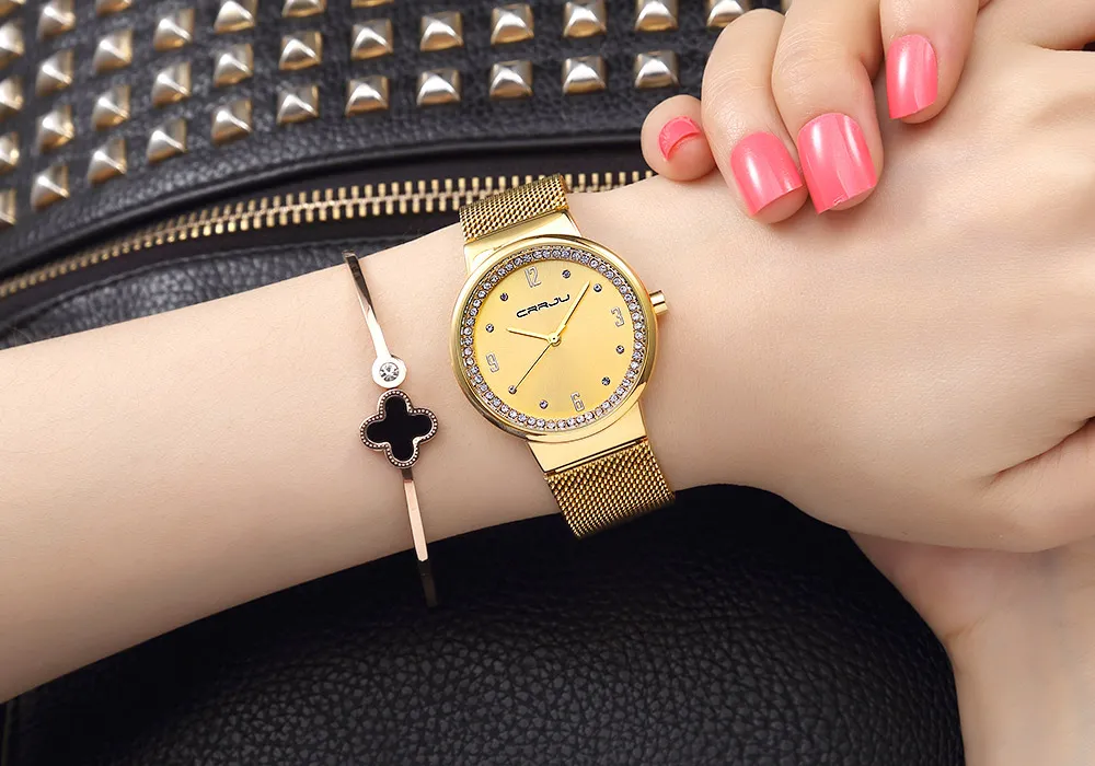 crrju replogio feminino clock women watch 스테인리스 스틸 시계 숙녀 패션 캐주얼 시계 쿼츠 손목 시계 219i