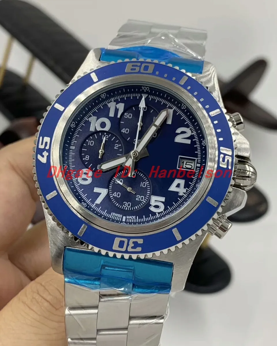 1884 Mens Watches Montre de luxe VK Quartz movement stainless steel Blue dial Rubber strap relojes lujo para hombre Chronograph305w