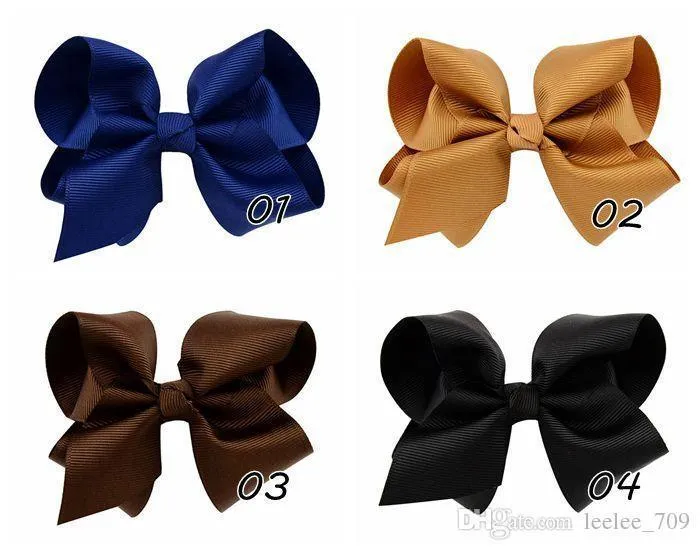 WHOLER 4 بوصة عقدة المركز Baby Girls Solid Grosgrain Hair Bows مع مقاطع التمساح 5383858