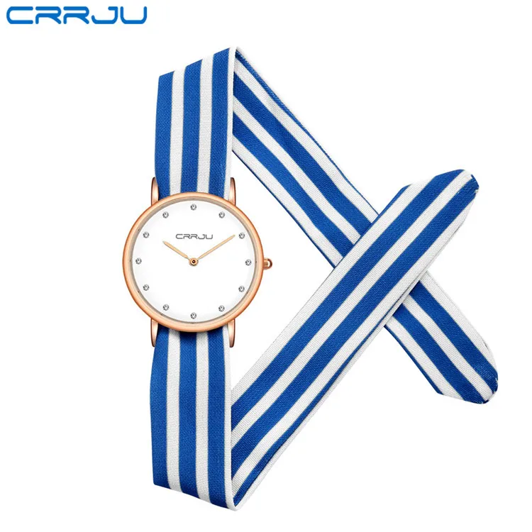 CRRJU new unique Ladies flower cloth wristwatch fashion women dress watch high quality fabric watch sweet girls Bracelet watch230a