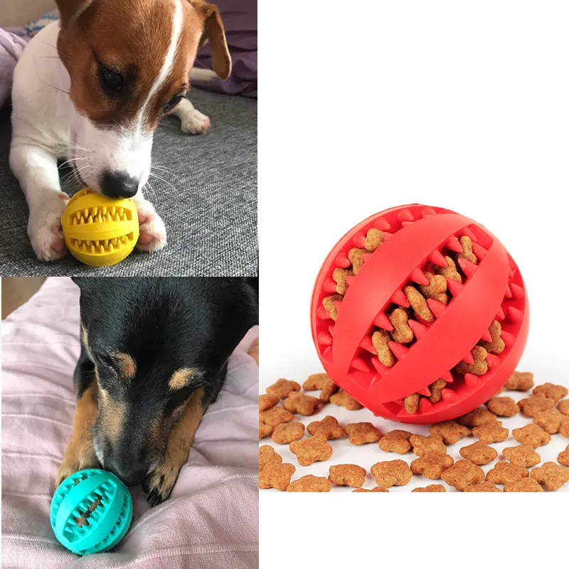 インタラクティブなおもちゃペット猫犬噛むおもちゃの歯のクリーニングボールペット犬のおもちゃストレッチラバー漏れボールペット猫犬1272227