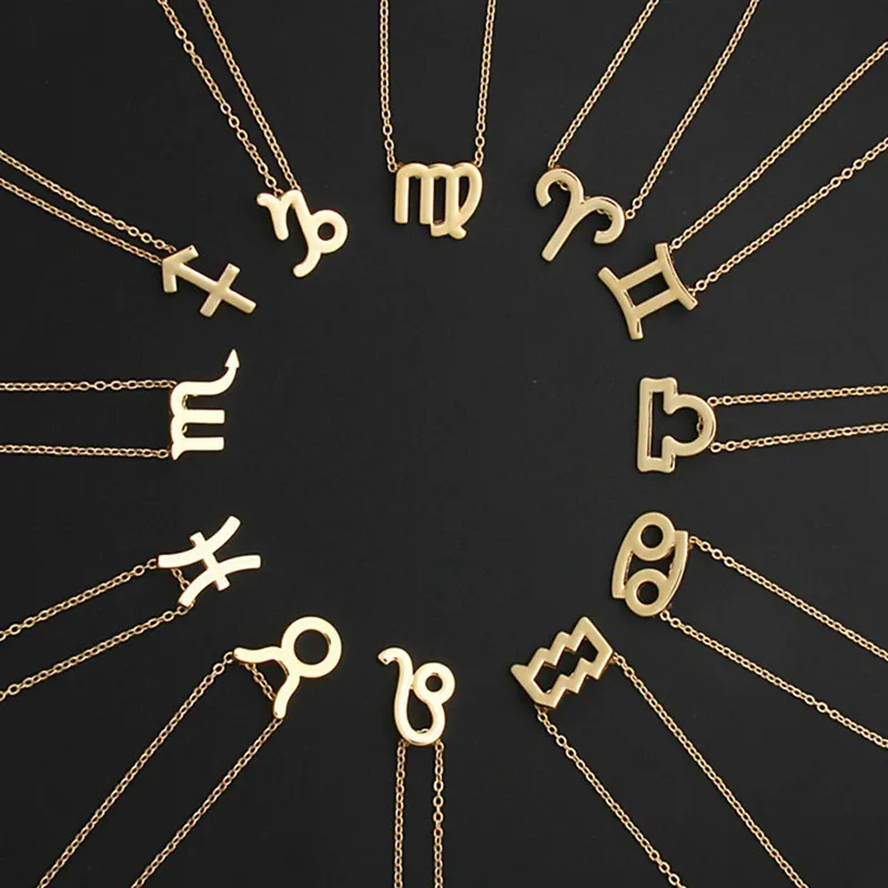 Collier pendentif douze Constellation, chaîne de clavicule douce à la mode pour femmes, bijoux cadeau d'anniversaire, colliers ras du cou