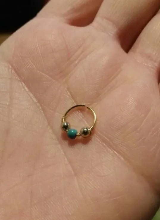 Mode Türkisen Verkrustete Edelstahl Nase Ring Nasenloch Hoop Stud Körper Piercing Schmuck für Women3255