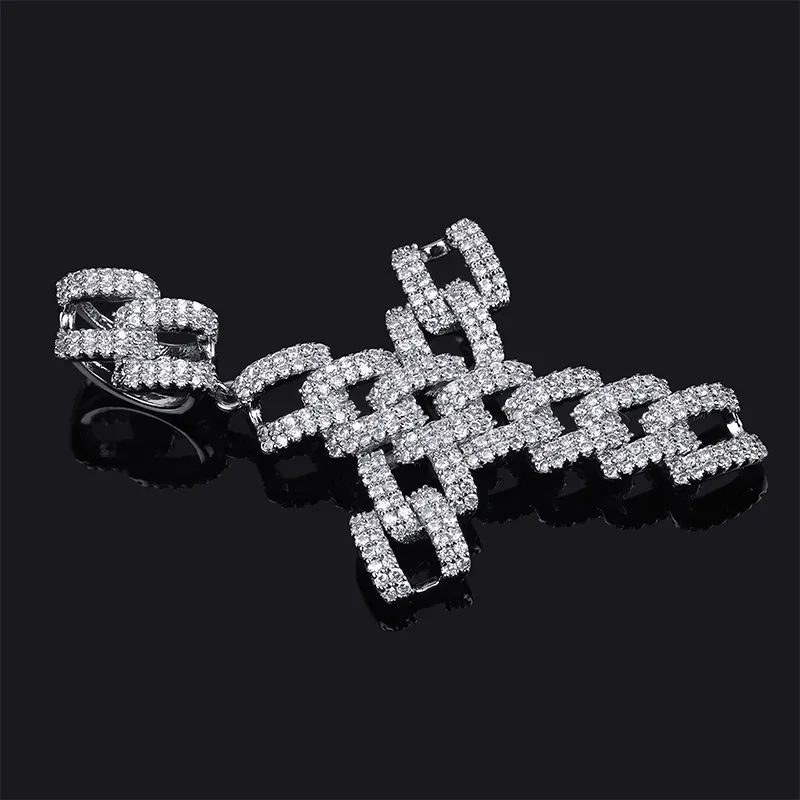 Удолосый из бордюра кубинский цепный подвесной ожерелье мужские женщины Micro Pave CZ Peranyated Chain Hip Hop Jewelry для подарков293Z