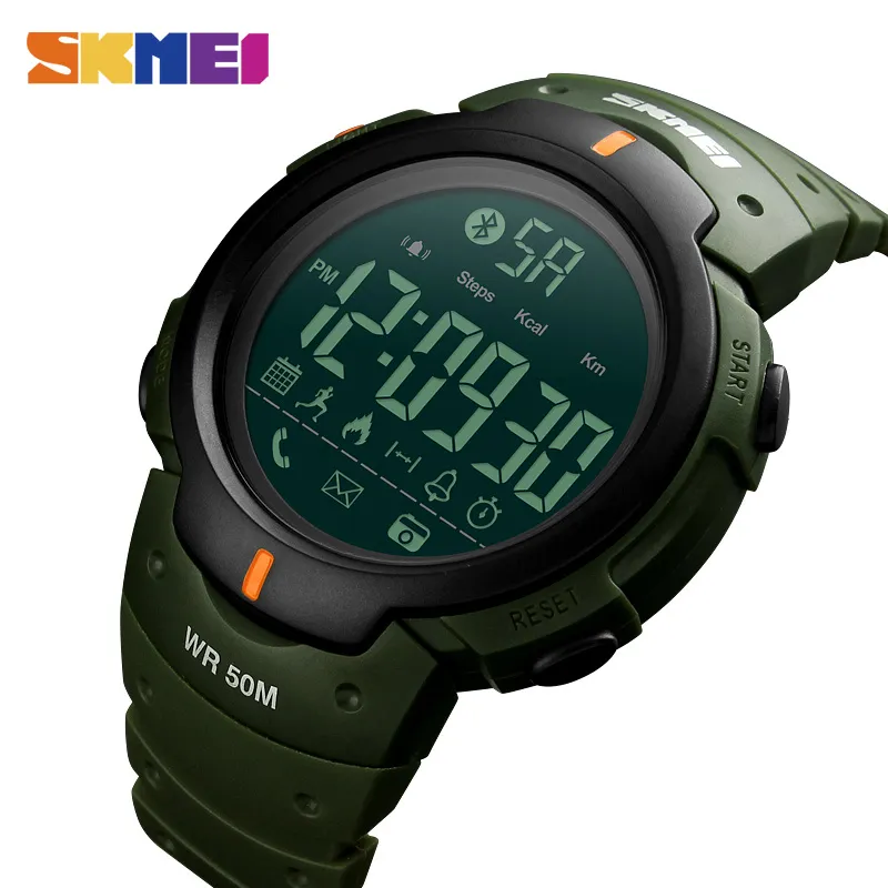 SKMEI Fashion Smart Watch Men Calorie Alarm Clock Bluetooth Watches 5Bar Waterproof Smart Digital Watch Relogio Masculino 1301177l