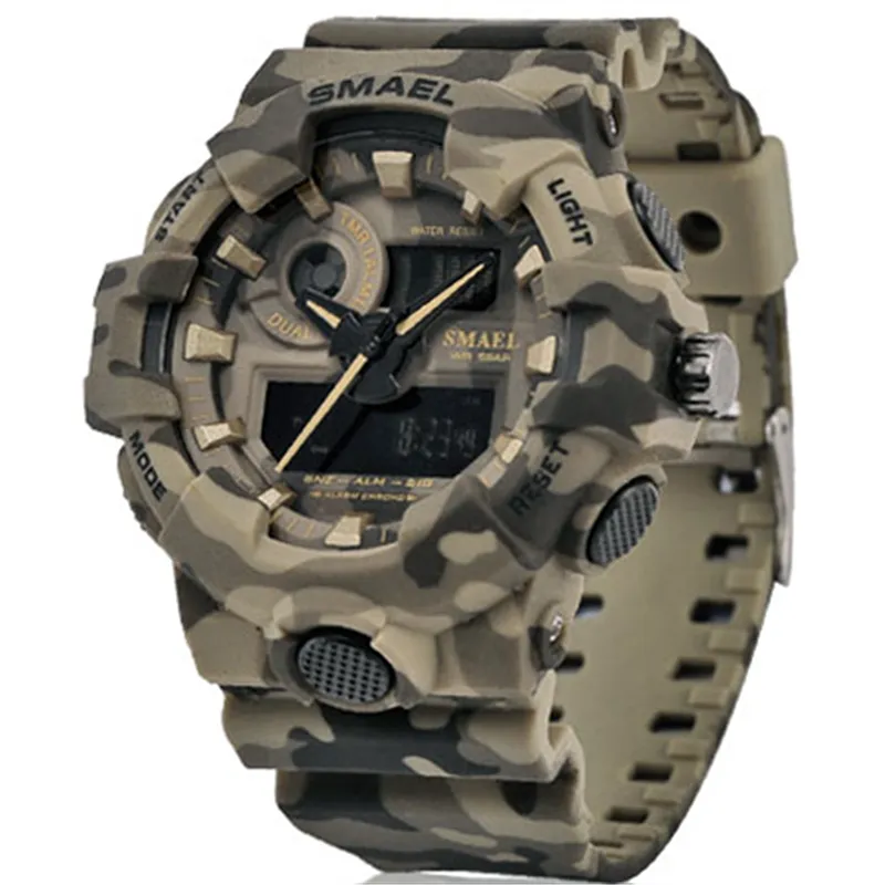 Smael Brand Fashion Camouflage Military Digital Quartz Watch Men Men imperméable THOCK SPORTS OUTDOOR Montres pour hommes Relogo Masculino Y1304B