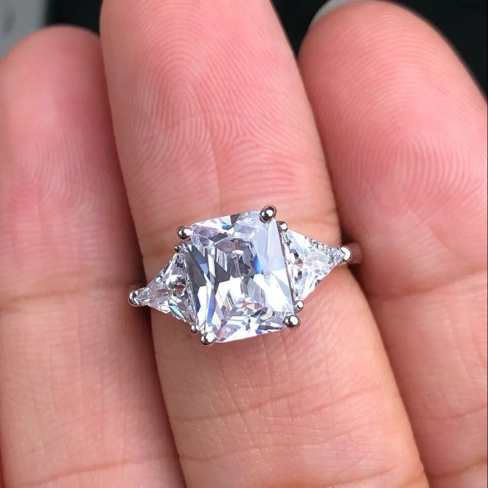 Sona nie fałszywe grawerowanie s925 srebrny diamentowy pierścień niestandardowy oryginalny projekt 925 Księżniczka Cut 4 pazury J190714203L