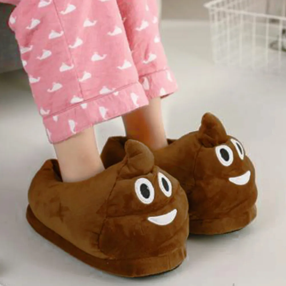 New Creative Poo Fluffy Pattern Slippers Warm Autumn Winter Warm Shoes Women Slippers For Women Use Indoor Slipper House Shoes (11)