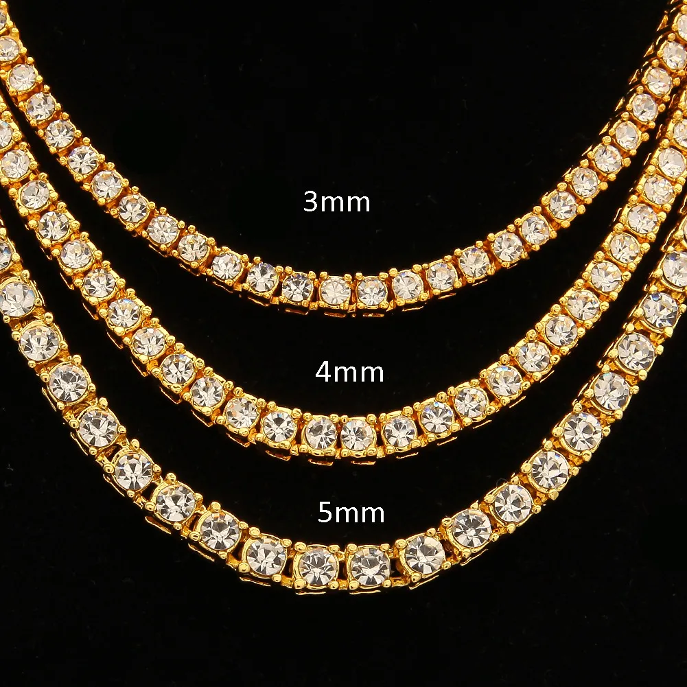 Hip Hop Bling Iced Out Tennis Chain for Men & Women Jewelry Choker Necklace Cubic Zirconia Femme Boys 3mm 4mm Gold Rose Gold Si264Z