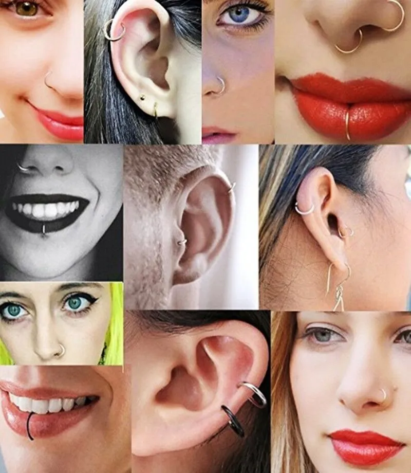 /pack Multicolor Golden Small Nose Ring Stainless Steel Open Piercing Septum Lip Hoop Rings Earrings lage Jewelry5628293