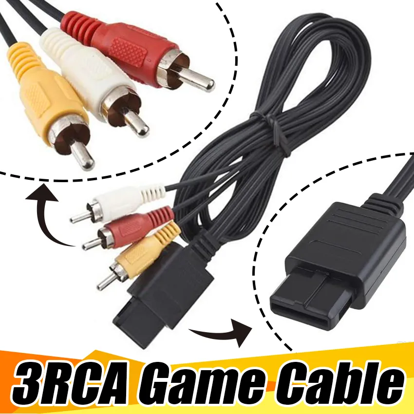 180 cm 6ft AV TV 3 RCA Video Cord Cable för SNES Game Cube för Nintendo för N64 64 Game Cables