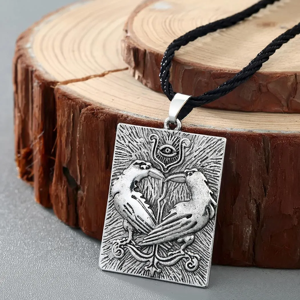 B30 Vintage Odin Raven Bird Symbol Pendant Norse Viking Animal pendant Amulet Necklace188L