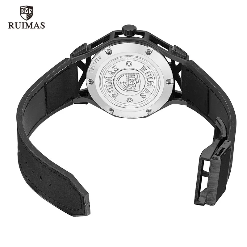 Ruimas moda negro vestido para hombre diseñador lujo militar luminoso relojes cuero clásico reloj de pulsera para Men3084