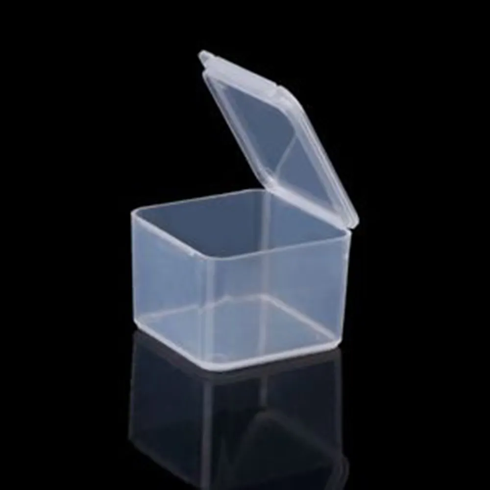 Liten fyrkantig klart plastförvaringslåda transparent smycken förvaringslådor kreativa pärlor hantverk fall containrar2673