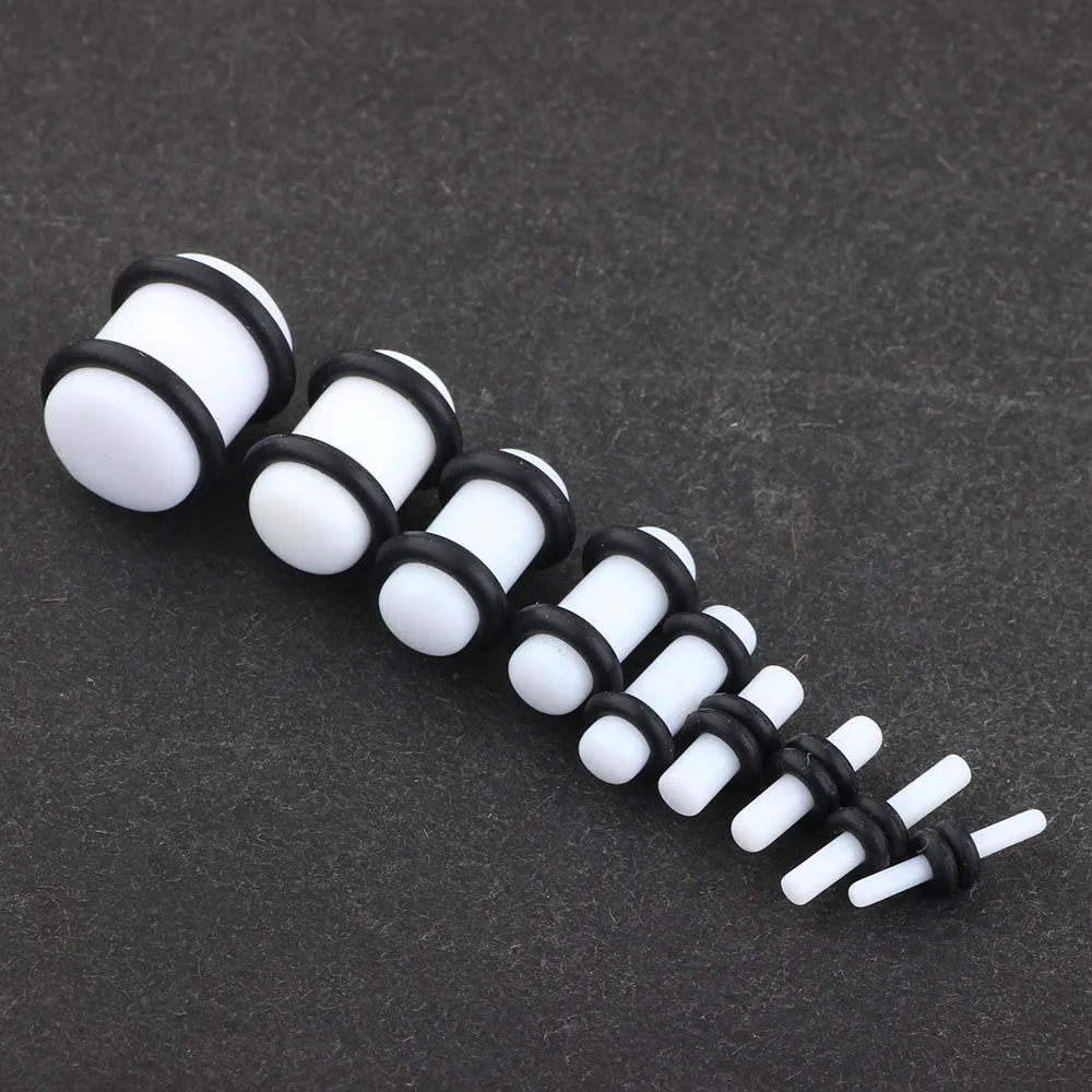 Acrylic White Black Grow In the Dark Earring Gauge Expander Stretcher Plug and Tunnel Piercing 2001