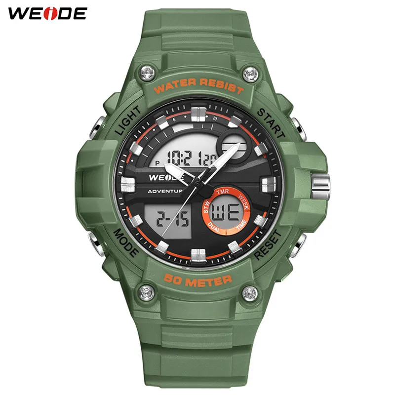 WEIDE Sport Militaire Luxe Klok cijfer digitaal product 50 meter Waterbestendig Quartz Analoge Hand Heren Horloges297g