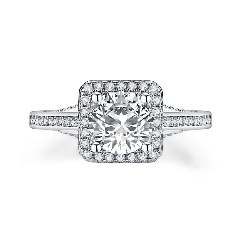 Ainuoshi Trendy 925 Sterling Silber 125 ct runden Schnitthal Ring Engagement Simuliertes Diamant Hochzeit