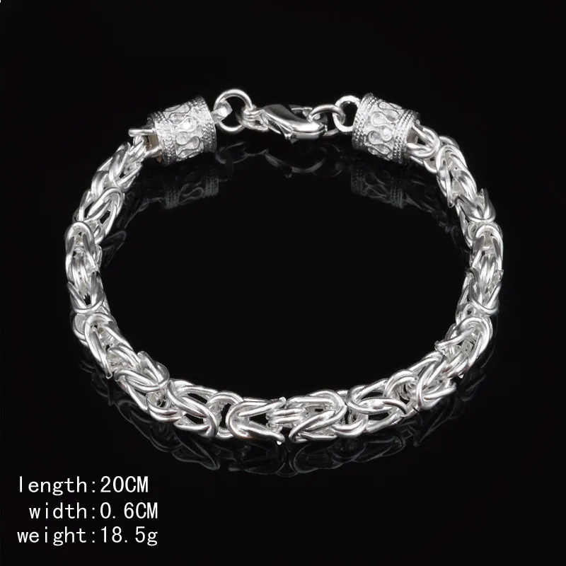 Omhxzj Ganzes Persönlichkeitsverbindungsmode ol Frau Girl Party Geschenk Silber Drachen Kopfkette Dicke 925 Sterling Silber Armband BR85893524