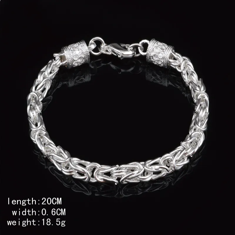 OMHXZJ Whole Personality Link Fashion Ol Woman Girl Party Gift Silver Dragon Head Chain Thick 925 Sterling Silver Bracelet BR89443791