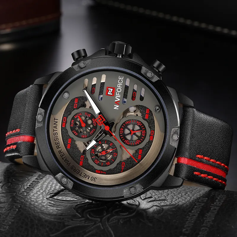 NAVIFORCE Luxury Brand Men's Sport Watches Men Leather Quartz Waterproof Date Clock Man Military Wrist Watch relogio masculin2330