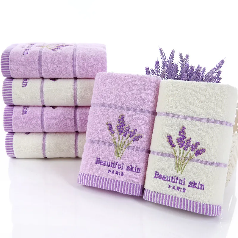 Towel High Quality 100% Lavender Cotton Fabric Set Bath Towels For Adults child Face Bathroom 1328Z