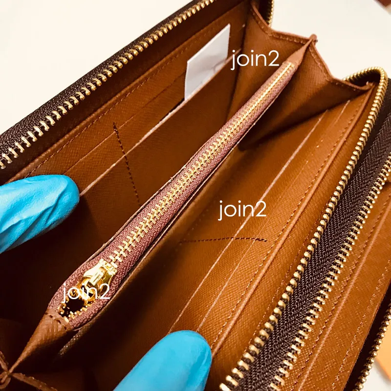 Double portefeuille Zip Fashion Fashion Long Portefeuille Zippy Portefeuille Purse Purse Purse Pouche marron Toile imperméable avec boîte cadeau M61723191K