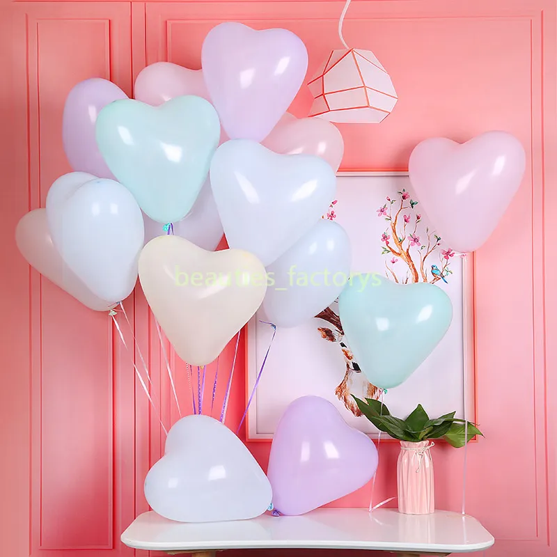 Macarons Kolor Heart Balloony 12 Wedding Pastel Lateks Balon Festival impreza Zabarcia Wedding Room Dekoracja 261m