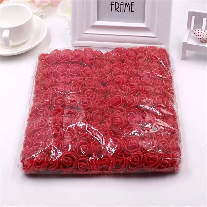 144 st 2 cm mini skum rose konstgjord blommor bukett multicolor rose bröllop blommor dekoration scrapbooking fake321z