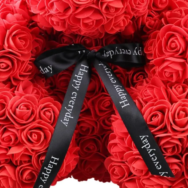 2019 goutte 40 cm savon mousse Rose ours en peluche fleur artificielle dans une boîte-cadeau pour petite amie femmes saint valentin fête des mères cadeaux 256u